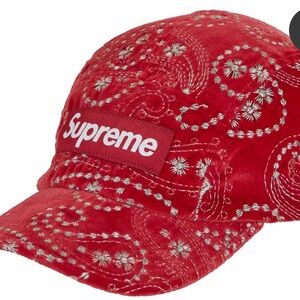 Supreme Red Embroidered Cap